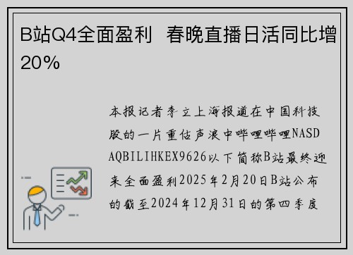 B站Q4全面盈利  春晚直播日活同比增20%